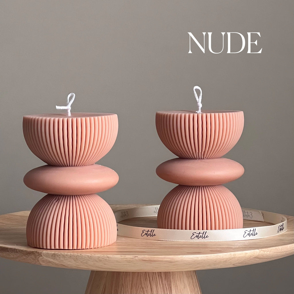 Geometric Soy Pillar Candle: Sculptural Home Decor product image