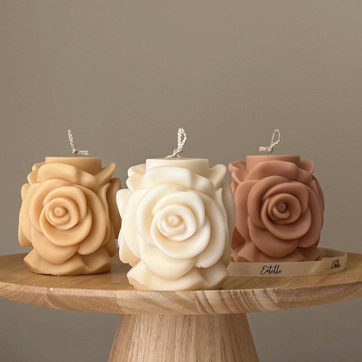 Handmade Rose Flower Candle: Vegan Soy Pillar Candle product image 4