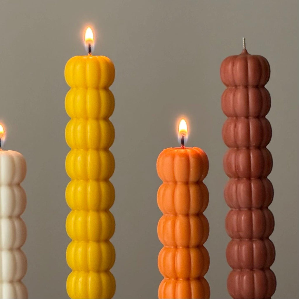 Hand Poured Soy Wax Pumpkin Taper Candle: Halloween Decor product image 5