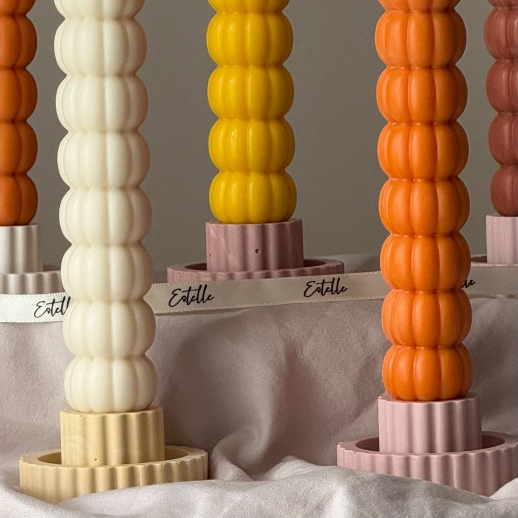 Hand Poured Soy Wax Pumpkin Taper Candle: Halloween Decor product image 4