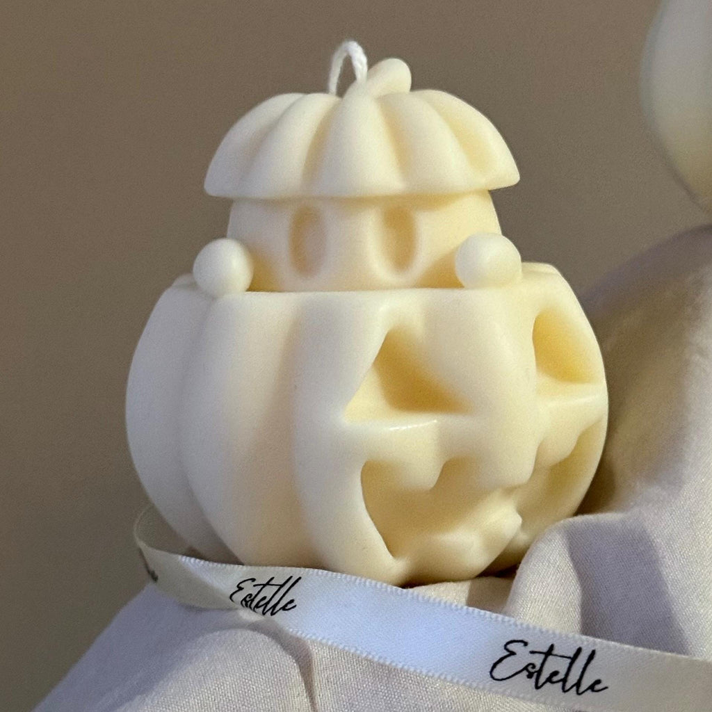 Handmade Halloween Ghost Candle with Pumpkin: Soy Wax Home Decor product image 2