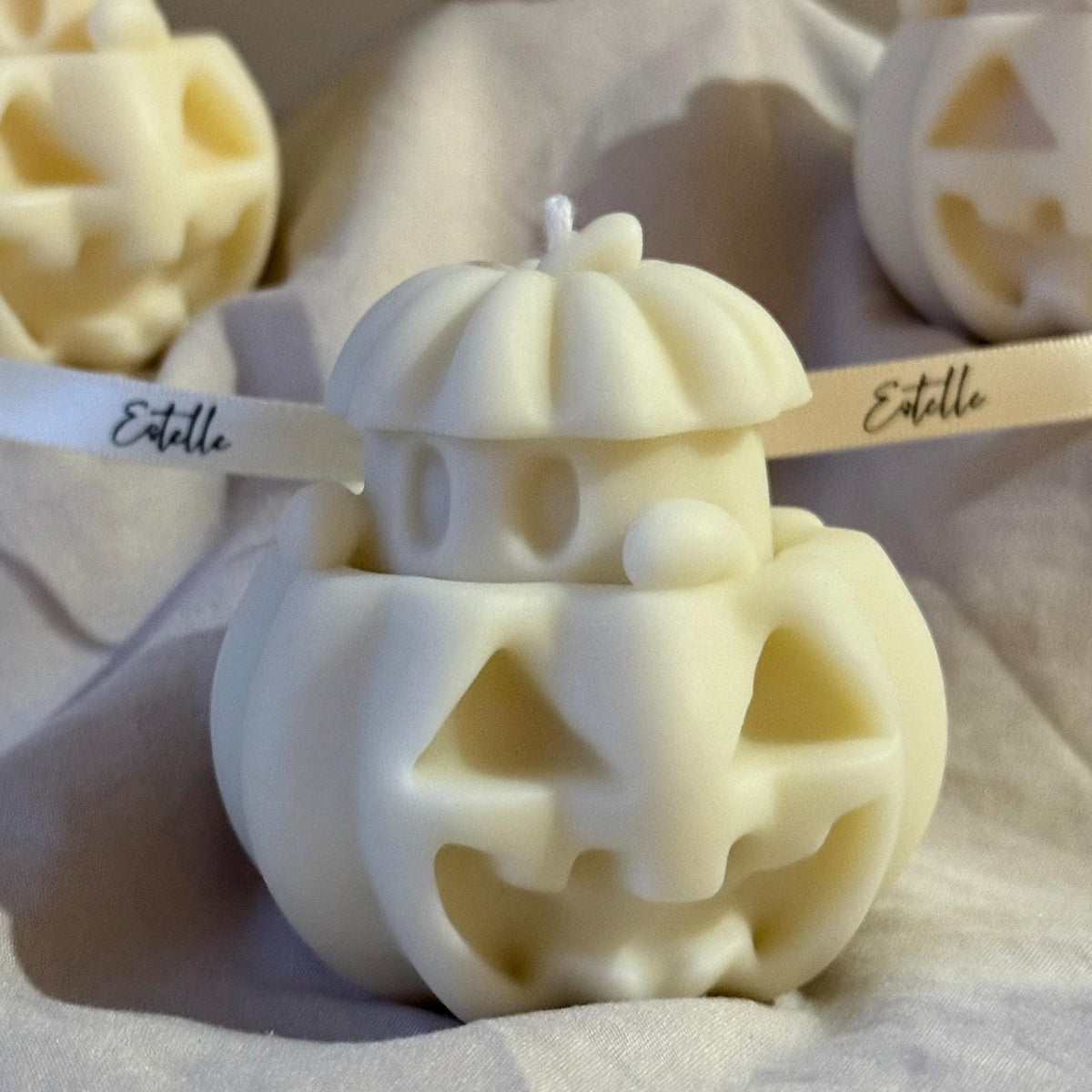 Handmade Halloween Ghost Candle with Pumpkin: Soy Wax Home Decor product image 4