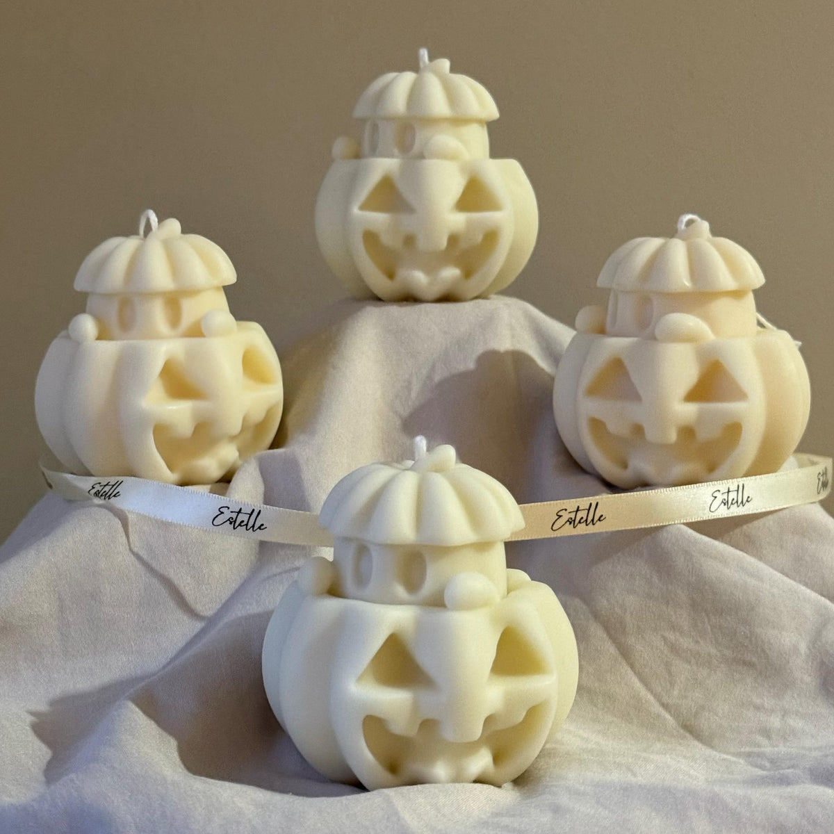 Handmade Halloween Ghost Candle with Pumpkin: Soy Wax Home Decor product image 5