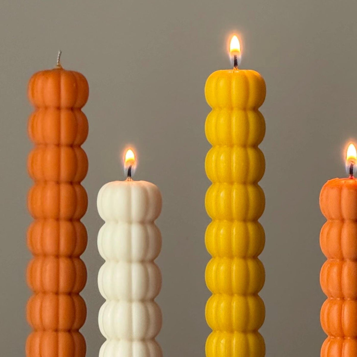 Hand Poured Soy Wax Pumpkin Taper Candle: Halloween Decor product image 2