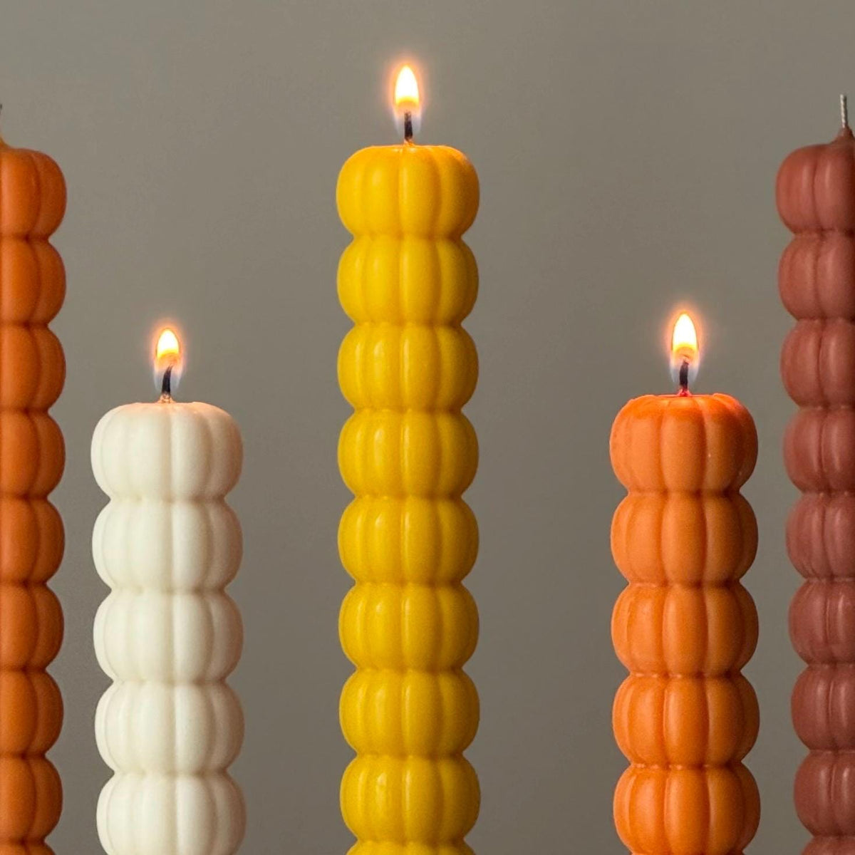 Hand Poured Soy Wax Pumpkin Taper Candle: Halloween Decor product image 3