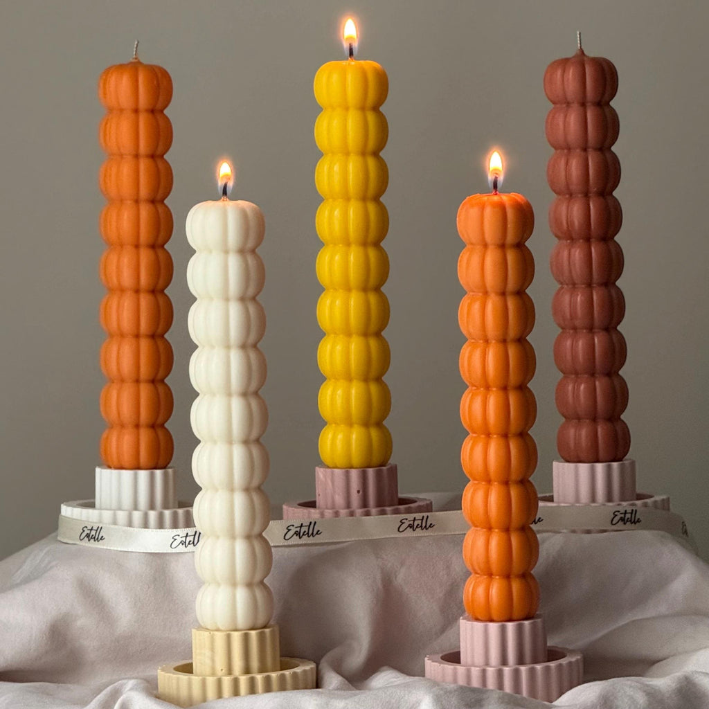 Hand Poured Soy Wax Pumpkin Taper Candle: Halloween Decor product image