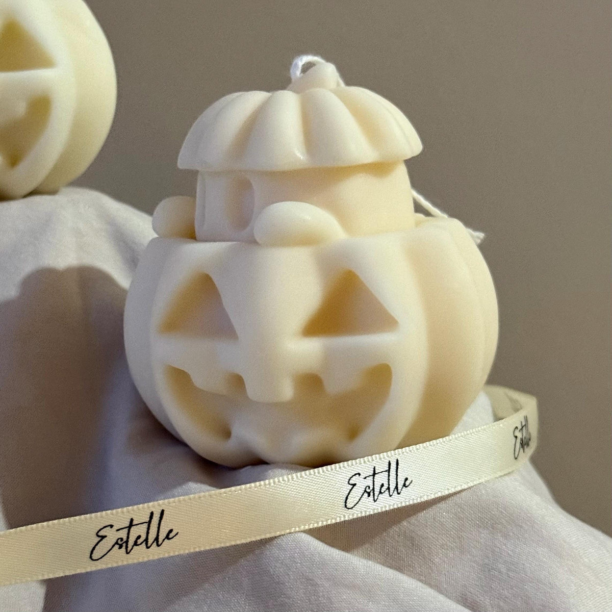 Handmade Halloween Ghost Candle with Pumpkin: Soy Wax Home Decor product image 3