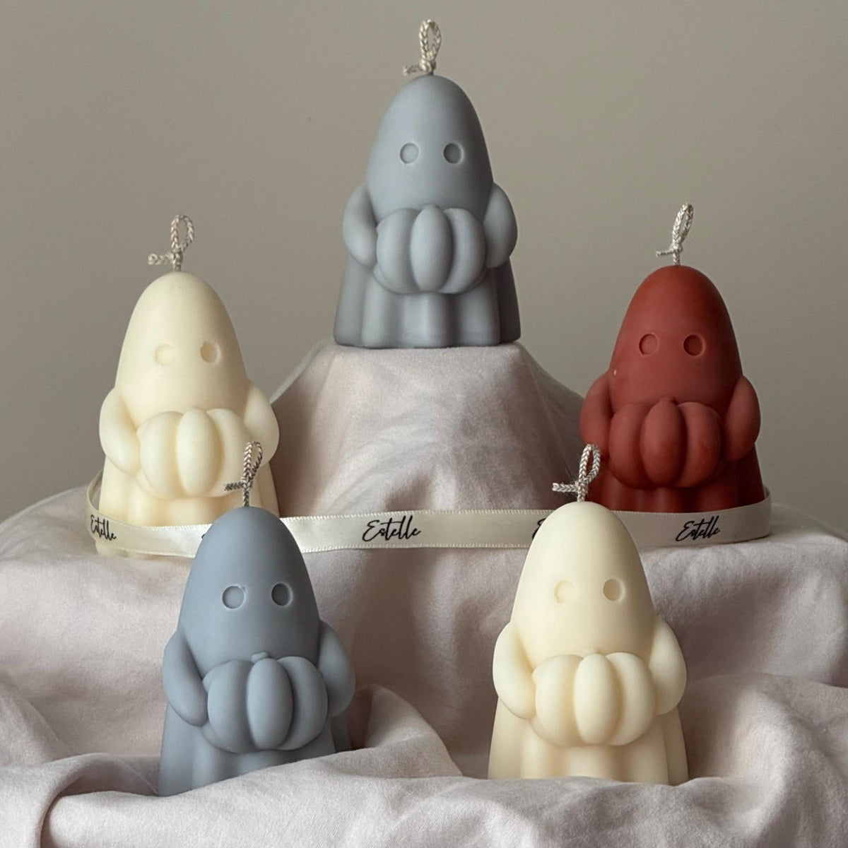 Handmade Spooky Holding Pumpkin Ghost Candle: Halloween Soy Wax Decor product image 4