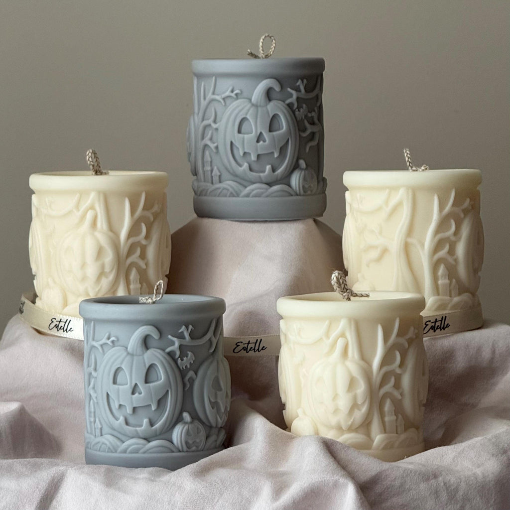 Scary Pumpkin Pillar Candle: Halloween Design Candle, Autumn Decor, Home Accent product image 4