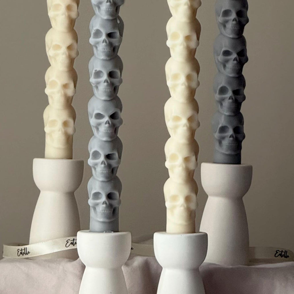 Hand Poured Soy Wax Skull Taper Candle: Halloween Decor product image 2