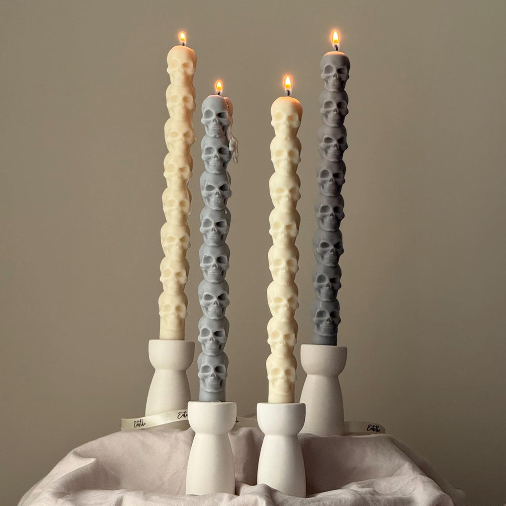 Hand Poured Soy Wax Skull Taper Candle: Halloween Decor product image