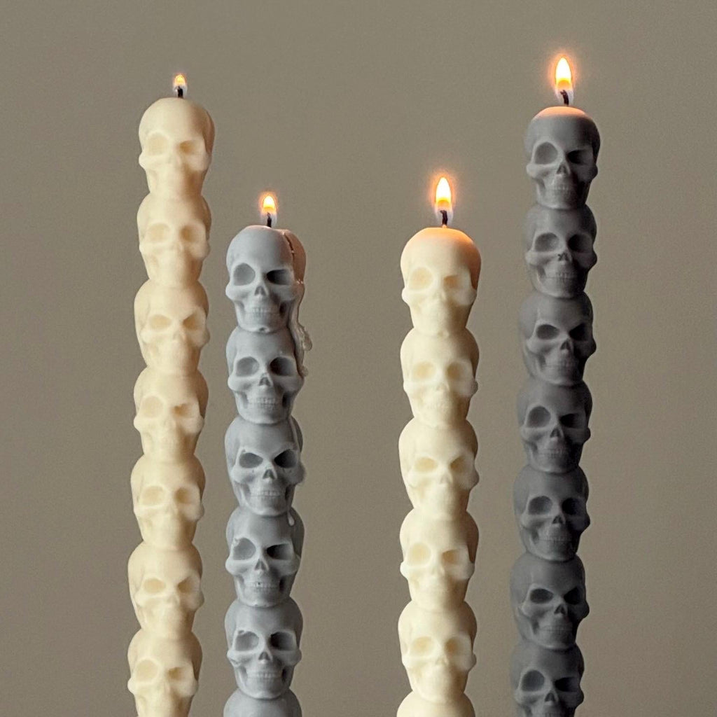 Hand Poured Soy Wax Skull Taper Candle: Halloween Decor product image 3