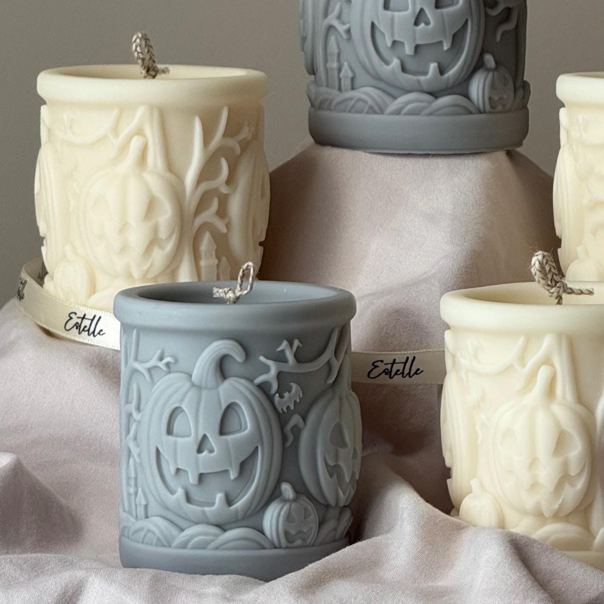 Scary Pumpkin Pillar Candle: Halloween Design Candle, Autumn Decor, Home Accent product image 3