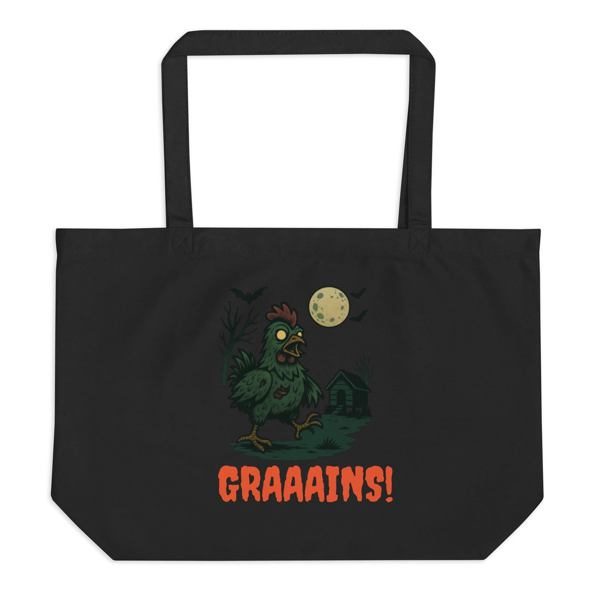 Halloween Chicken Zombie Large Organic Cotton Tote Bag – 20 x 14 x 5 in
