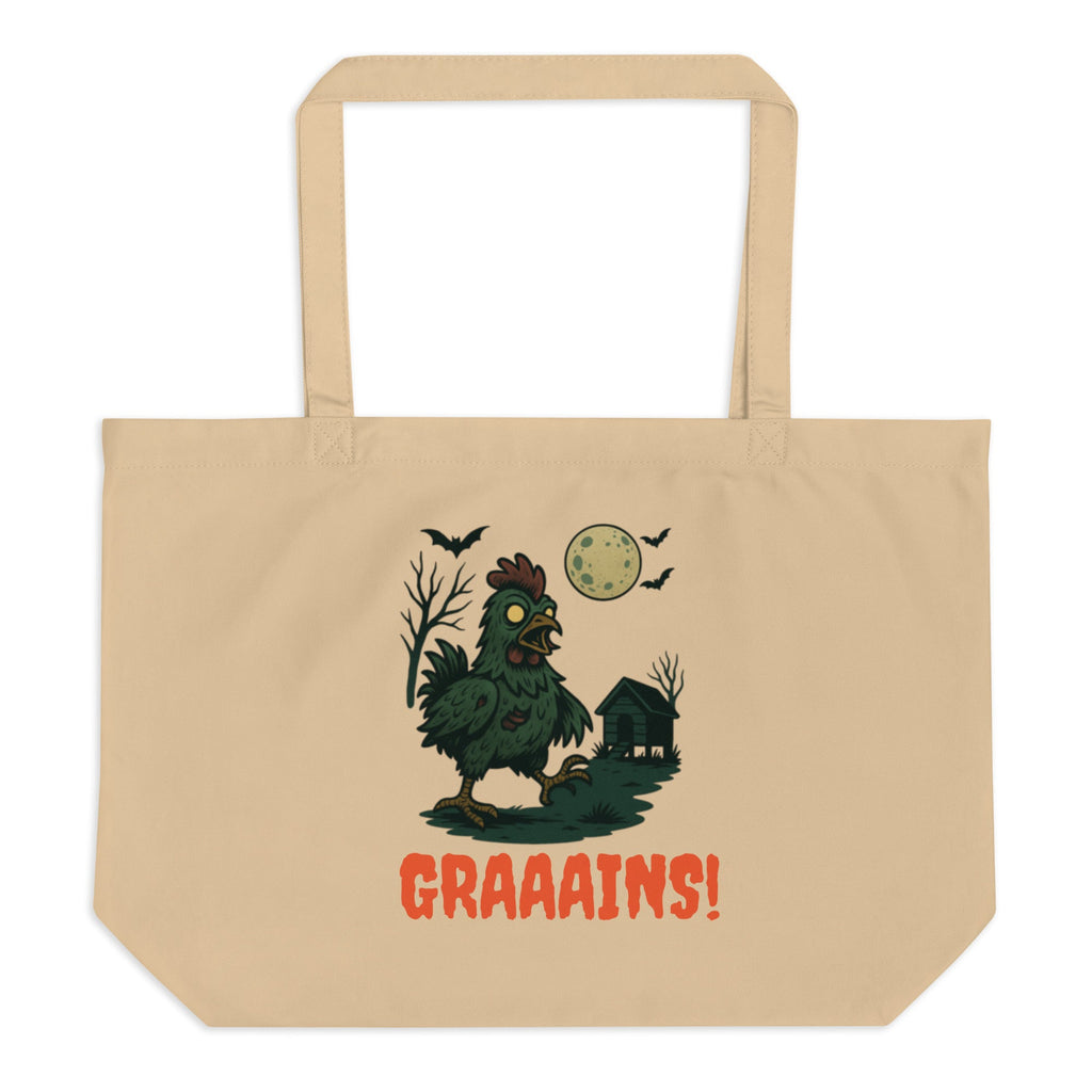 Halloween Chicken Zombie Large Organic Cotton Tote Bag – 20 x 14 x 5 in