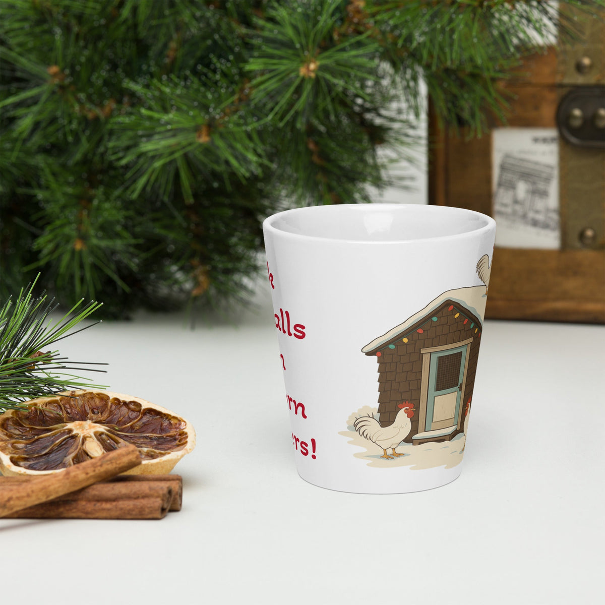 Chickmas Deck the Leghorn Latte mug