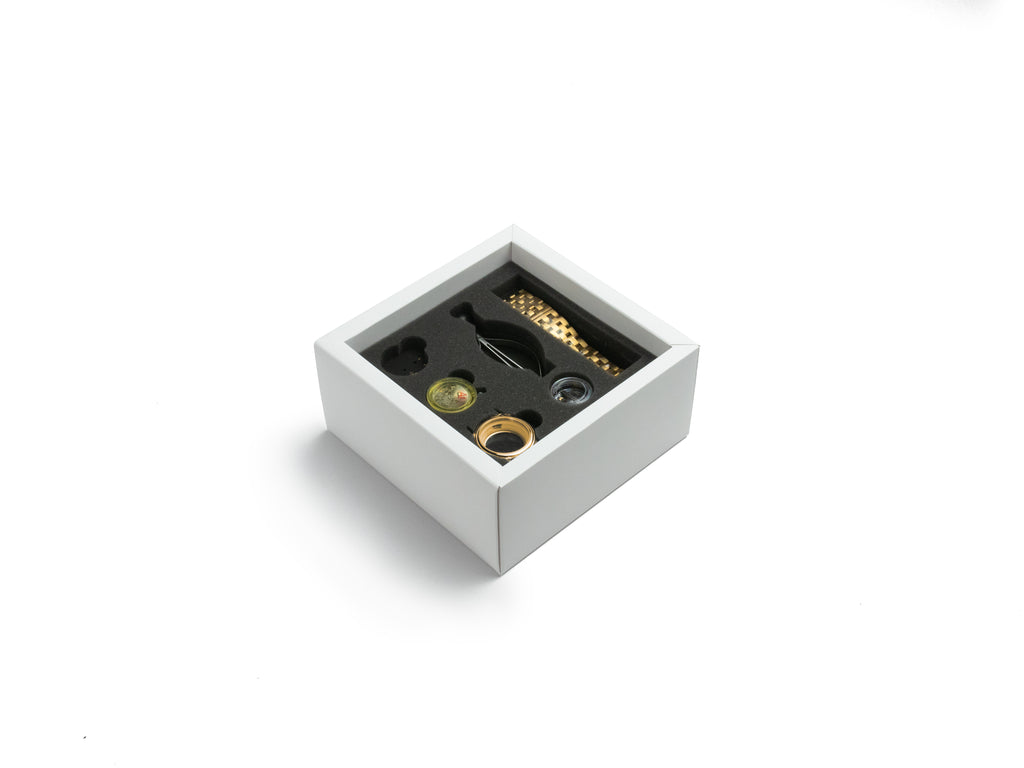 Eiffel watchmaking kit in its box, top view
