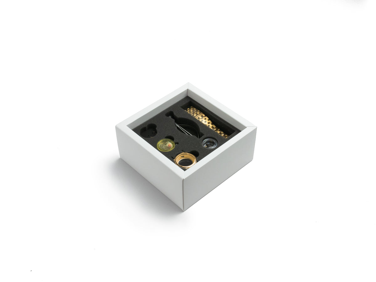 Eiffel watchmaking kit in its box, top view