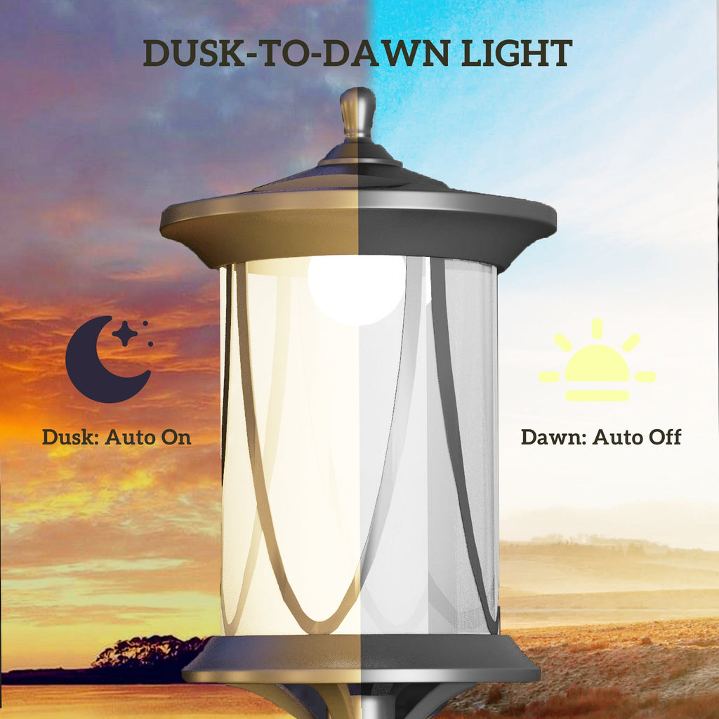 50 in Solar Post Light – Cool White LED Outdoor Lamp, IP44 Waterproof, Black