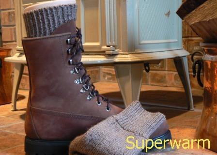 Winter boot with a grey alpaca sock — Superwarm heavy socks