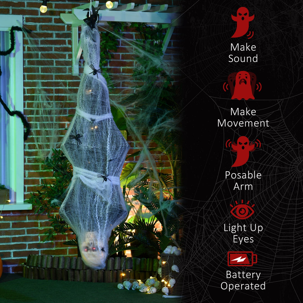 4.7 ft Hanging Mummy Halloween Prop – Animated, Motion & Sound Activated, Light-Up Eyes