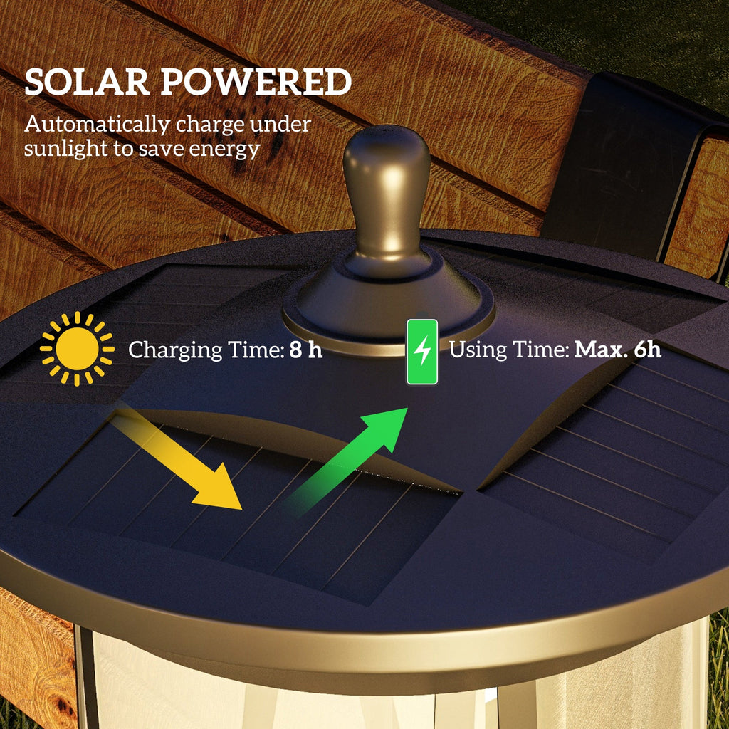 50 in Solar Post Light – Cool White LED Outdoor Lamp, IP44 Waterproof, Black