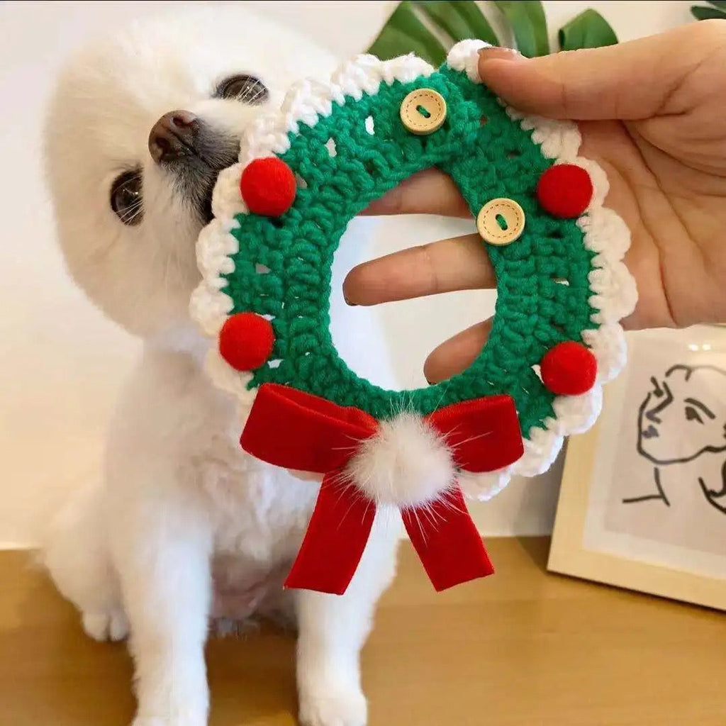 Christmas wreath dog bandana included in the bundle